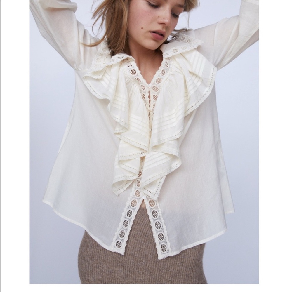Cream Ruffled Blouse - Picture 2 of 3